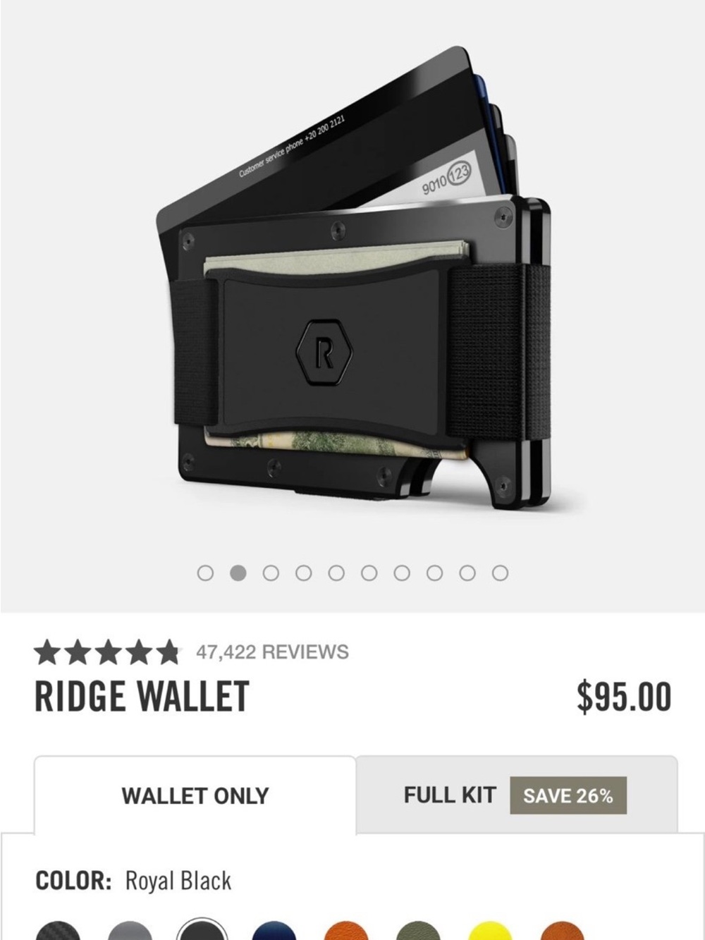 Ridge Slim RFID Blocking Wallet Money Clip - Black - Picture 5 of 7
